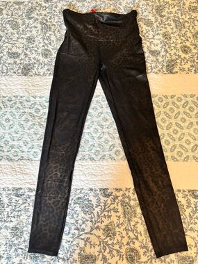 Spanx Faux Leather Leopard Print High-Waist Leggings